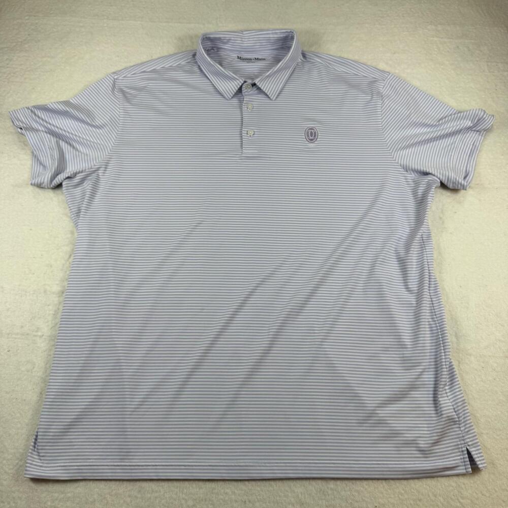 Mizzen+Main Polo Shirt Mens Size 2XL Purple Striped Golf Stretch Performance